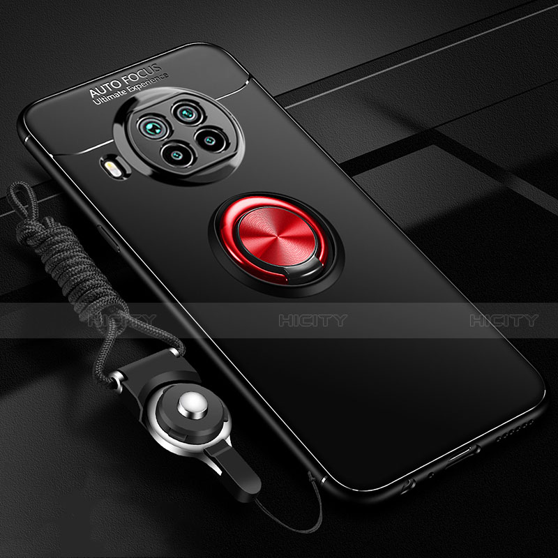 Coque Ultra Fine Silicone Souple Housse Etui avec Support Bague Anneau Aimante Magnetique T02 pour Xiaomi Mi 10T Lite 5G Rouge et Noir Plus