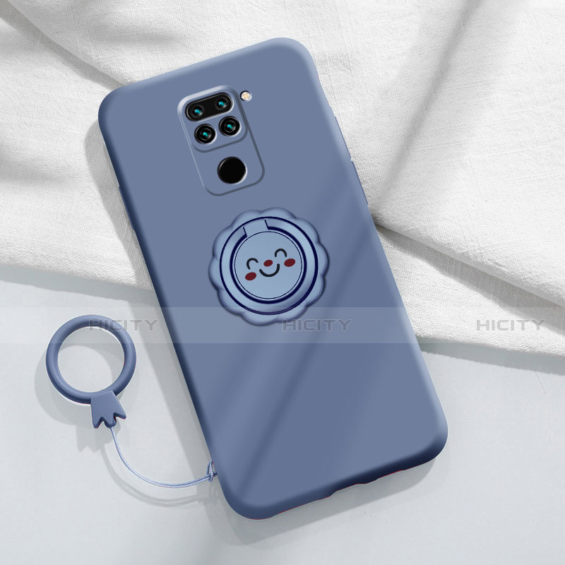 Coque Ultra Fine Silicone Souple Housse Etui avec Support Bague Anneau Aimante Magnetique T02 pour Xiaomi Redmi 10X 4G Gris Plus