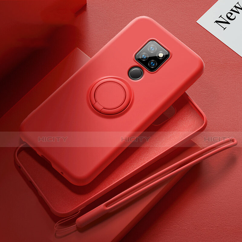 Coque Ultra Fine Silicone Souple Housse Etui avec Support Bague Anneau Aimante Magnetique T03 pour Huawei Mate 20 Rouge Plus