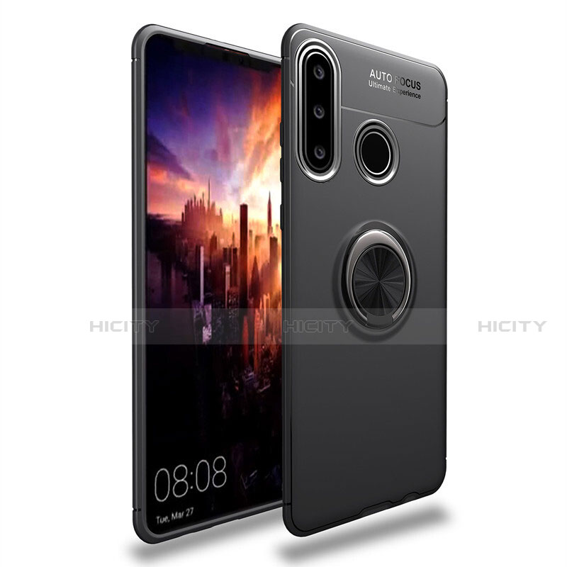 Coque Ultra Fine Silicone Souple Housse Etui avec Support Bague Anneau Aimante Magnetique T03 pour Huawei Nova 4e Noir Plus