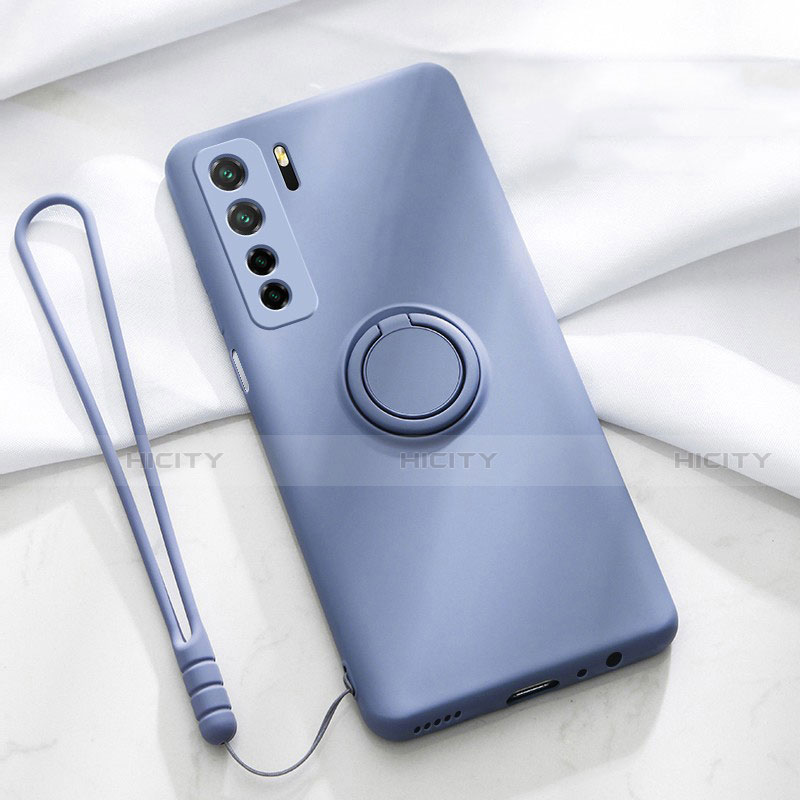 Coque Ultra Fine Silicone Souple Housse Etui avec Support Bague Anneau Aimante Magnetique T03 pour Huawei Nova 7 SE 5G Plus