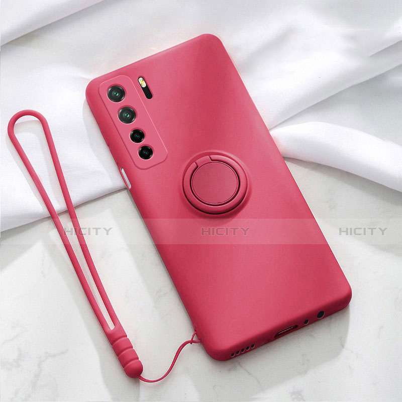 Coque Ultra Fine Silicone Souple Housse Etui avec Support Bague Anneau Aimante Magnetique T03 pour Huawei Nova 7 SE 5G Plus