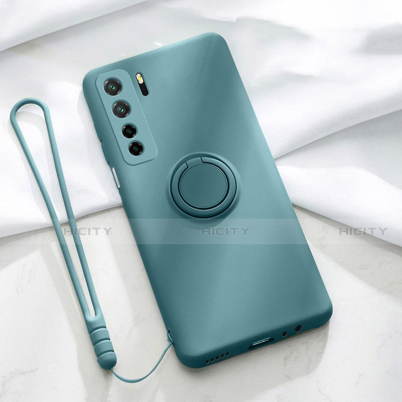 Coque Ultra Fine Silicone Souple Housse Etui avec Support Bague Anneau Aimante Magnetique T03 pour Huawei Nova 7 SE 5G Plus