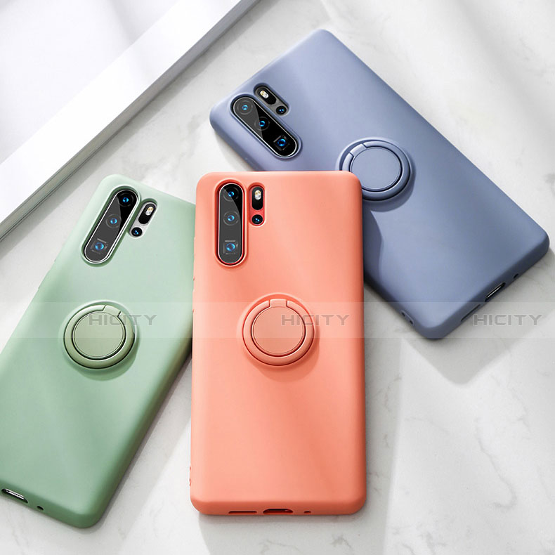 Coque Ultra Fine Silicone Souple Housse Etui avec Support Bague Anneau Aimante Magnetique T03 pour Huawei P30 Pro Plus