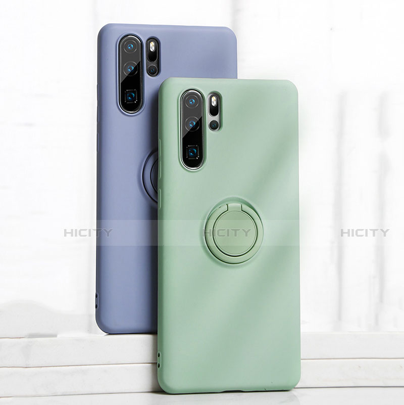 Coque Ultra Fine Silicone Souple Housse Etui avec Support Bague Anneau Aimante Magnetique T03 pour Huawei P30 Pro Plus