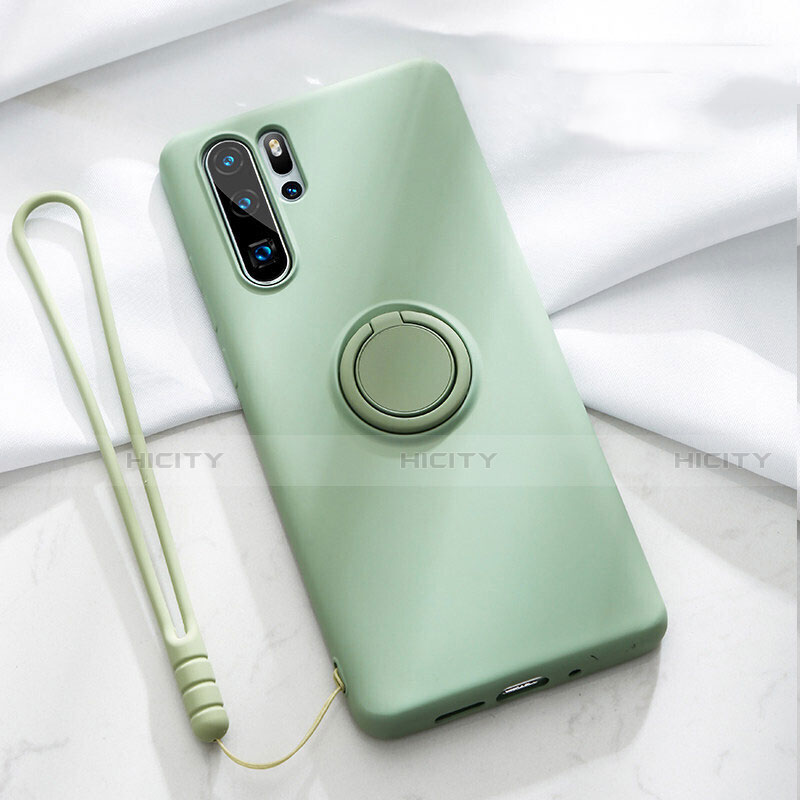 Coque Ultra Fine Silicone Souple Housse Etui avec Support Bague Anneau Aimante Magnetique T03 pour Huawei P30 Pro Vert Plus