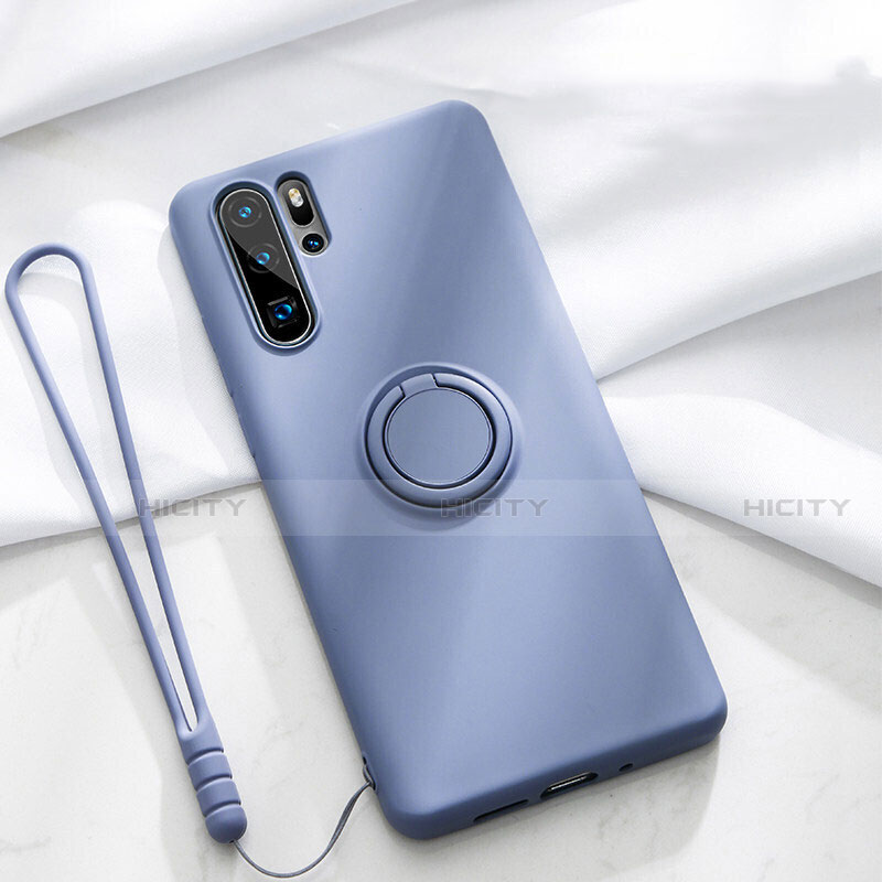 Coque Ultra Fine Silicone Souple Housse Etui avec Support Bague Anneau Aimante Magnetique T03 pour Huawei P30 Pro Violet Plus