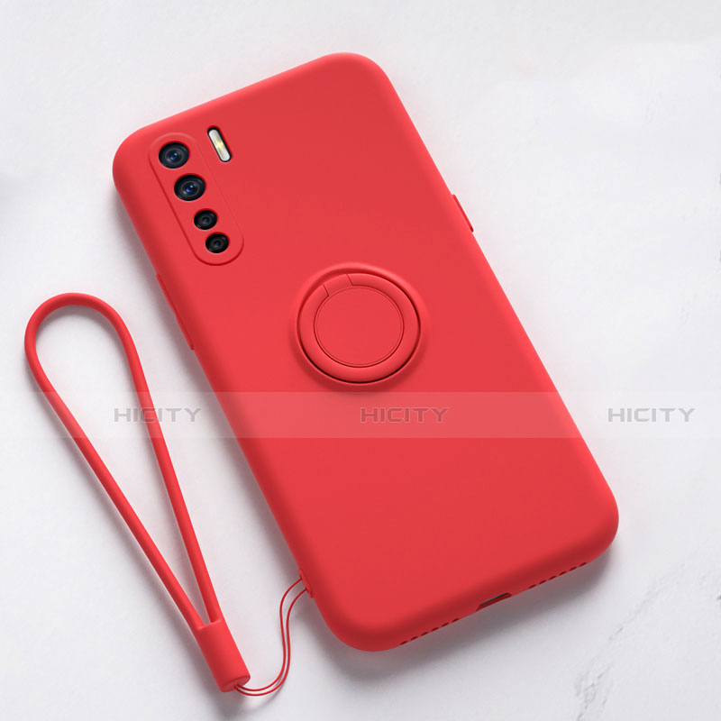 Coque Ultra Fine Silicone Souple Housse Etui avec Support Bague Anneau Aimante Magnetique T03 pour Oppo A91 Plus