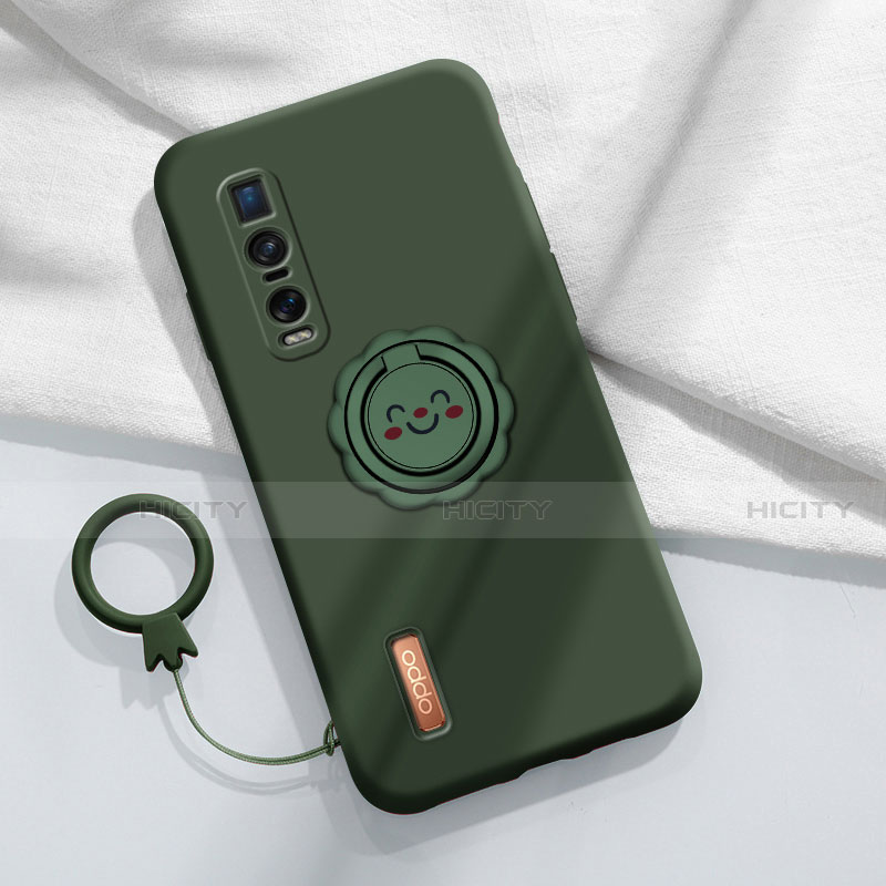 Coque Ultra Fine Silicone Souple Housse Etui avec Support Bague Anneau Aimante Magnetique T03 pour Oppo Find X2 Pro Plus