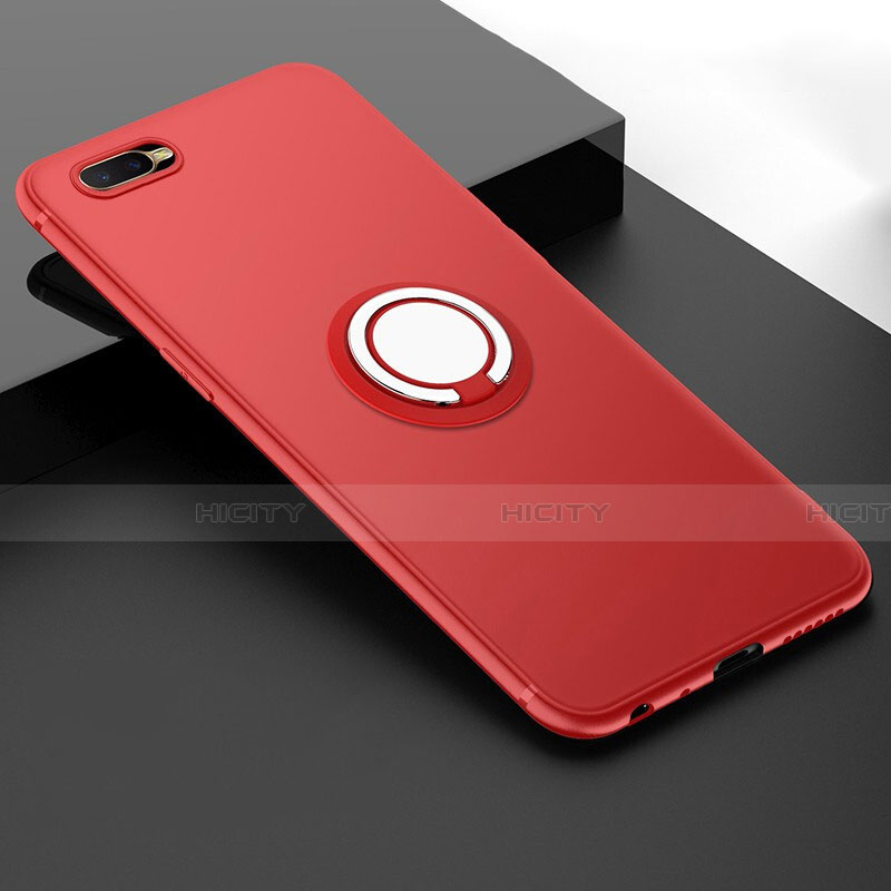 Coque Ultra Fine Silicone Souple Housse Etui avec Support Bague Anneau Aimante Magnetique T03 pour Oppo K1 Rouge Plus