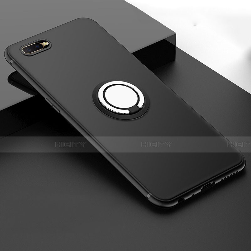 Coque Ultra Fine Silicone Souple Housse Etui avec Support Bague Anneau Aimante Magnetique T03 pour Oppo R15X Noir Plus