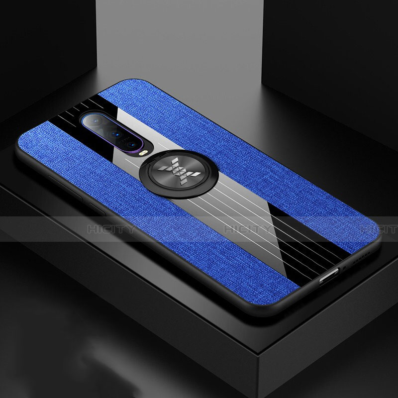 Coque Ultra Fine Silicone Souple Housse Etui avec Support Bague Anneau Aimante Magnetique T03 pour Oppo R17 Pro Bleu Plus