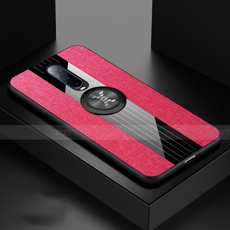 Coque Ultra Fine Silicone Souple Housse Etui avec Support Bague Anneau Aimante Magnetique T03 pour Oppo R17 Pro Rouge Plus