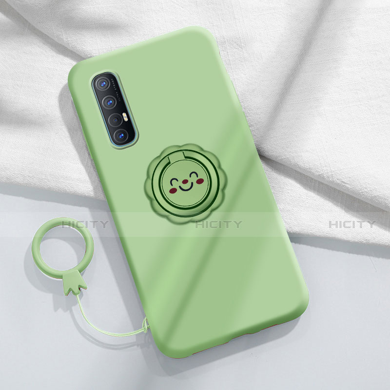 Coque Ultra Fine Silicone Souple Housse Etui avec Support Bague Anneau Aimante Magnetique T03 pour Oppo Reno3 Pro Cyan Plus