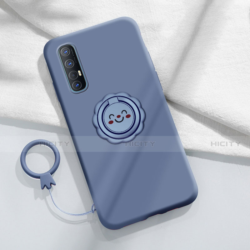 Coque Ultra Fine Silicone Souple Housse Etui avec Support Bague Anneau Aimante Magnetique T03 pour Oppo Reno3 Pro Gris Plus