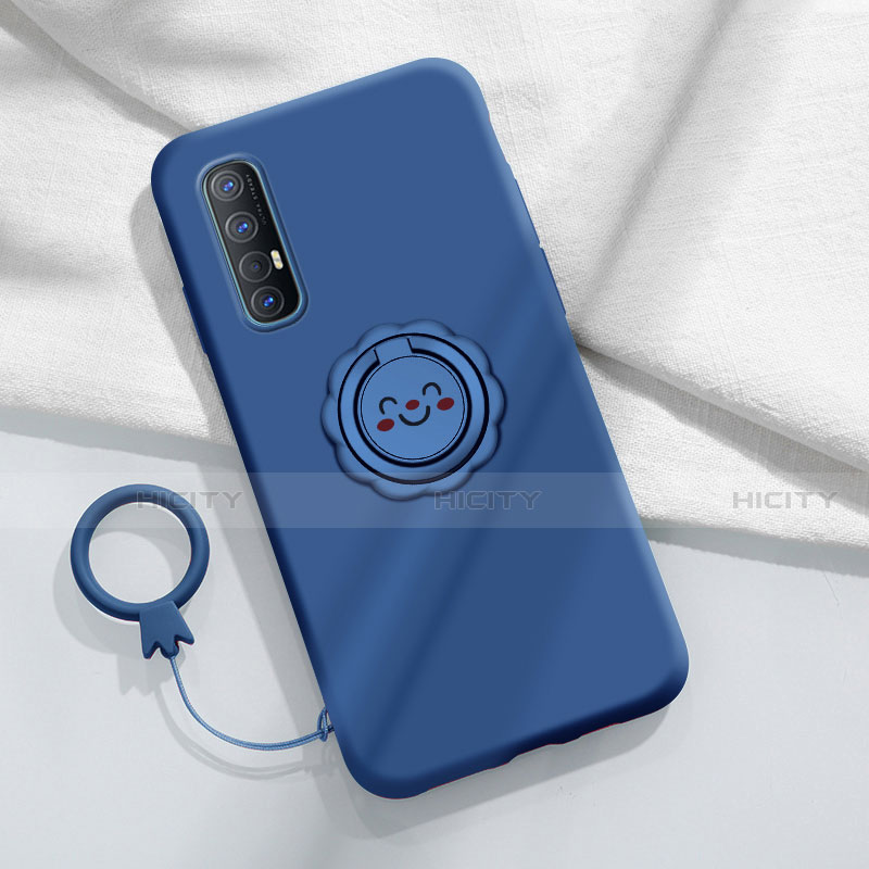 Coque Ultra Fine Silicone Souple Housse Etui avec Support Bague Anneau Aimante Magnetique T03 pour Oppo Reno3 Pro Plus