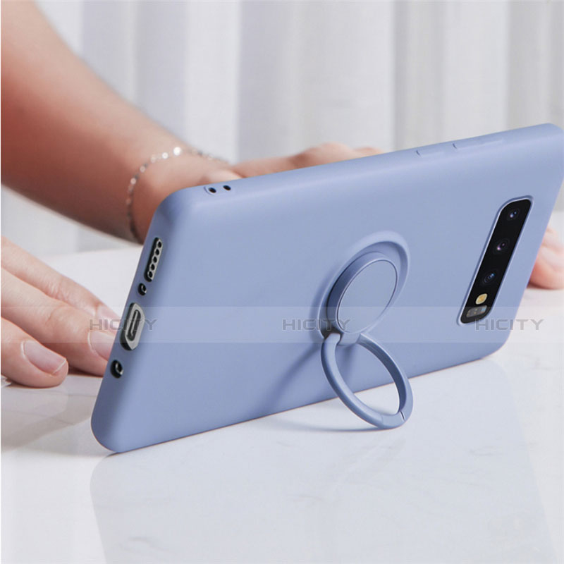 Coque Ultra Fine Silicone Souple Housse Etui avec Support Bague Anneau Aimante Magnetique T03 pour Samsung Galaxy S10 Plus Plus