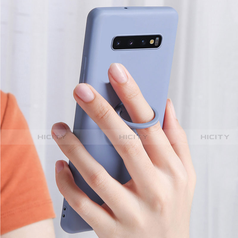 Coque Ultra Fine Silicone Souple Housse Etui avec Support Bague Anneau Aimante Magnetique T03 pour Samsung Galaxy S10 Plus Plus