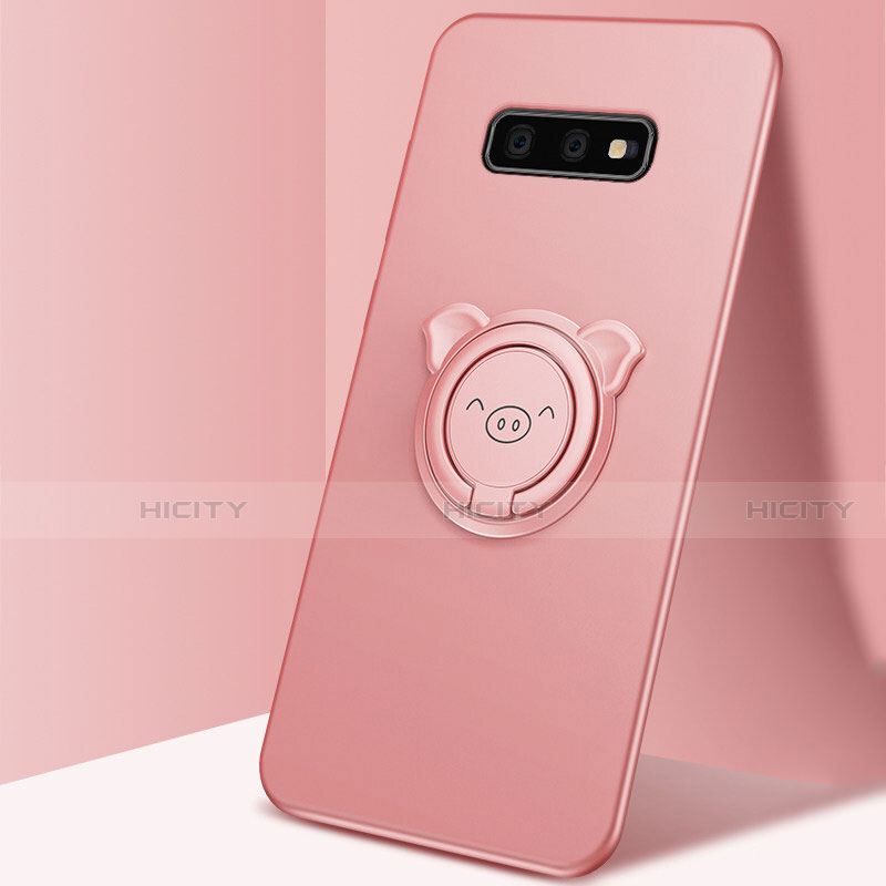 Coque Ultra Fine Silicone Souple Housse Etui avec Support Bague Anneau Aimante Magnetique T03 pour Samsung Galaxy S10e Or Rose Plus