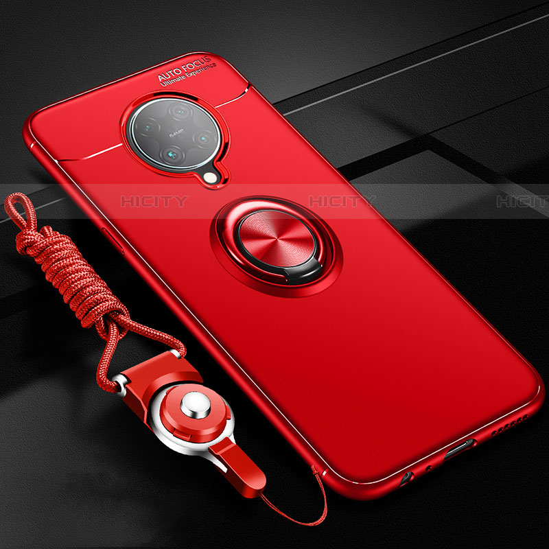 Coque Ultra Fine Silicone Souple Housse Etui avec Support Bague Anneau Aimante Magnetique T03 pour Xiaomi Poco F2 Pro Rouge Plus