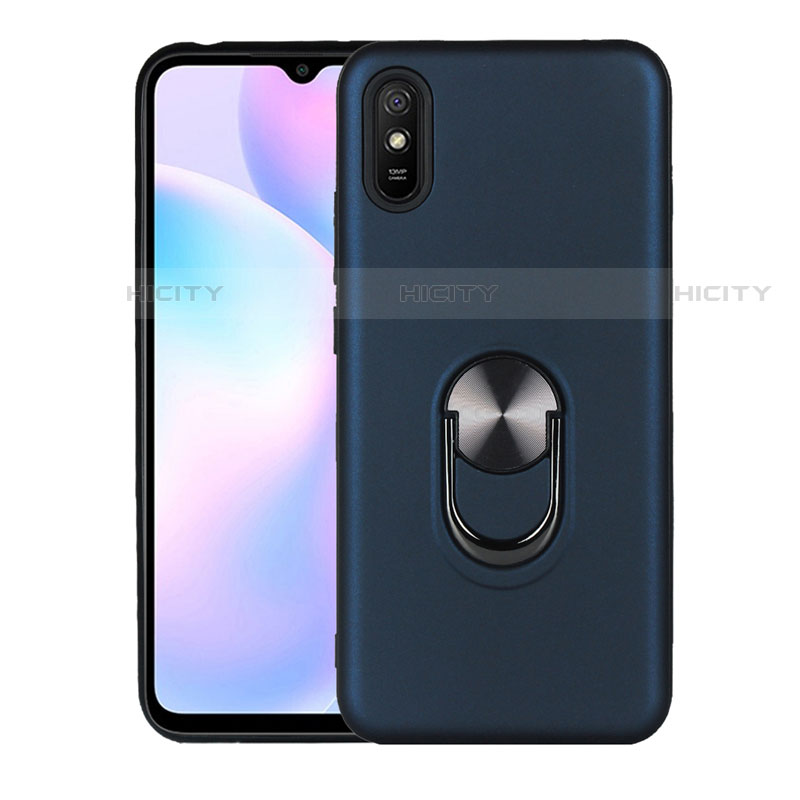 Coque Ultra Fine Silicone Souple Housse Etui avec Support Bague Anneau Aimante Magnetique T03 pour Xiaomi Redmi 9A Bleu Royal Plus