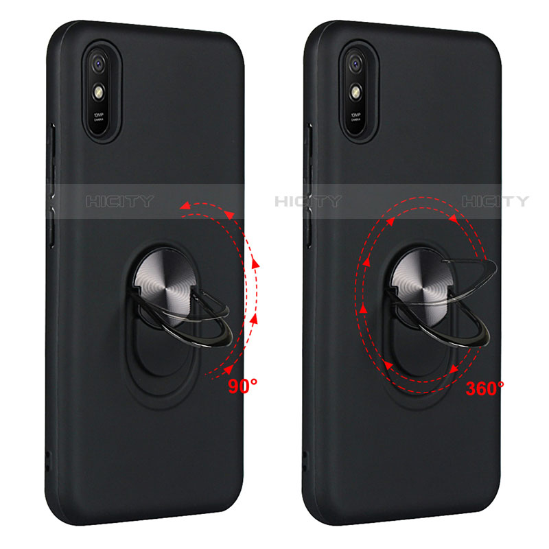 Coque Ultra Fine Silicone Souple Housse Etui avec Support Bague Anneau Aimante Magnetique T03 pour Xiaomi Redmi 9A Plus