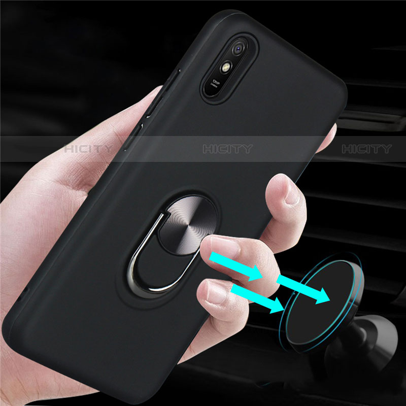 Coque Ultra Fine Silicone Souple Housse Etui avec Support Bague Anneau Aimante Magnetique T03 pour Xiaomi Redmi 9A Plus