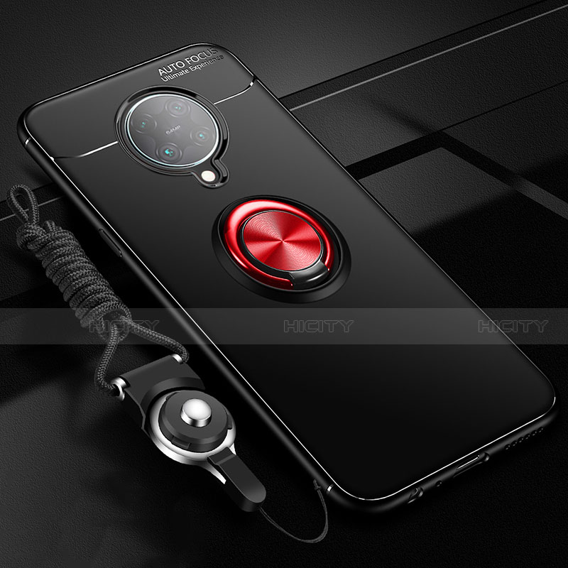 Coque Ultra Fine Silicone Souple Housse Etui avec Support Bague Anneau Aimante Magnetique T03 pour Xiaomi Redmi K30 Pro Zoom Rouge et Noir Plus