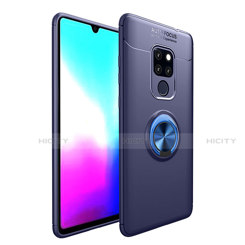 Coque Ultra Fine Silicone Souple Housse Etui avec Support Bague Anneau Aimante Magnetique T04 pour Huawei Mate 20 X 5G Bleu Plus