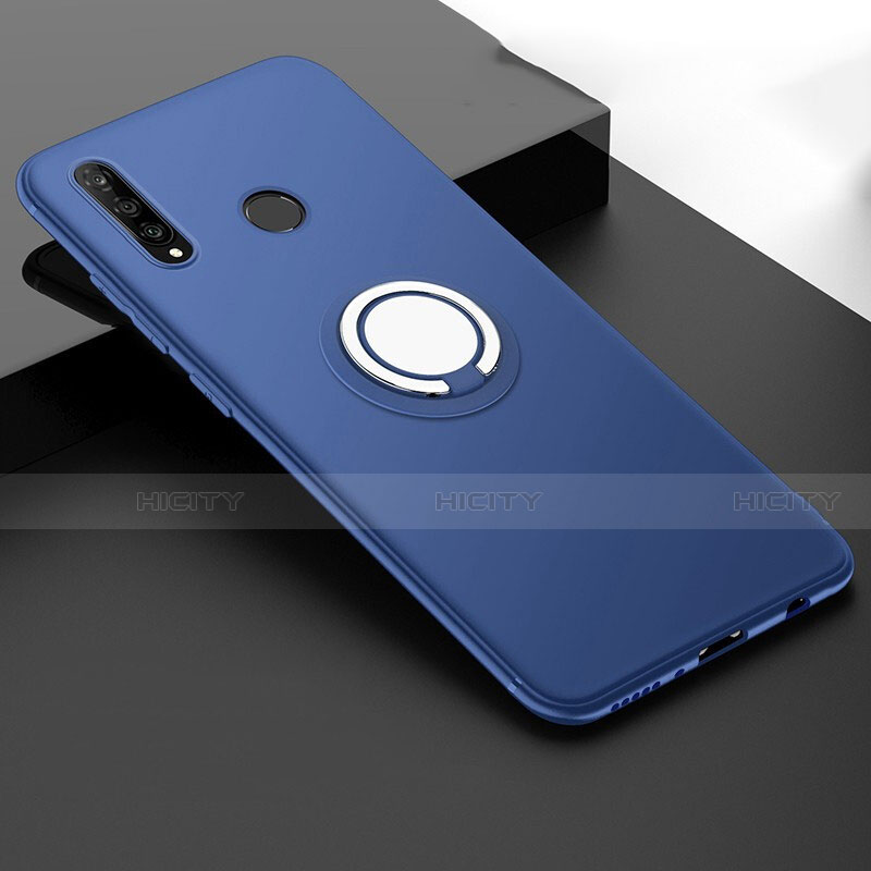 Coque Ultra Fine Silicone Souple Housse Etui avec Support Bague Anneau Aimante Magnetique T04 pour Huawei Nova 4e Bleu Plus