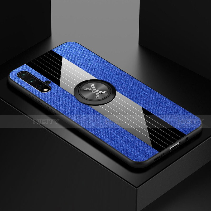 Coque Ultra Fine Silicone Souple Housse Etui avec Support Bague Anneau Aimante Magnetique T04 pour Huawei Nova 5 Bleu Plus