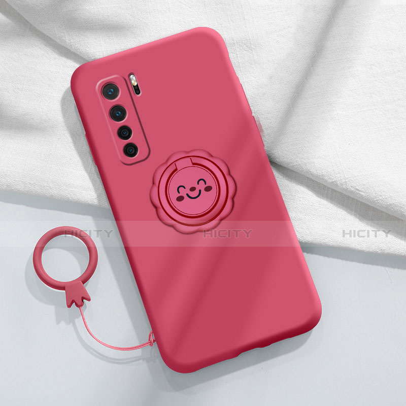 Coque Ultra Fine Silicone Souple Housse Etui avec Support Bague Anneau Aimante Magnetique T04 pour Huawei Nova 7 SE 5G Plus