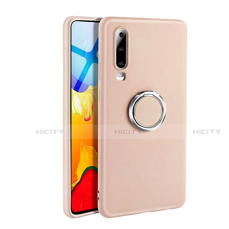 Coque Ultra Fine Silicone Souple Housse Etui avec Support Bague Anneau Aimante Magnetique T04 pour Huawei P30 Rose Plus