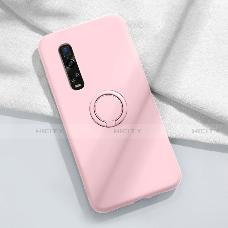 Coque Ultra Fine Silicone Souple Housse Etui avec Support Bague Anneau Aimante Magnetique T04 pour Oppo Find X2 Pro Plus