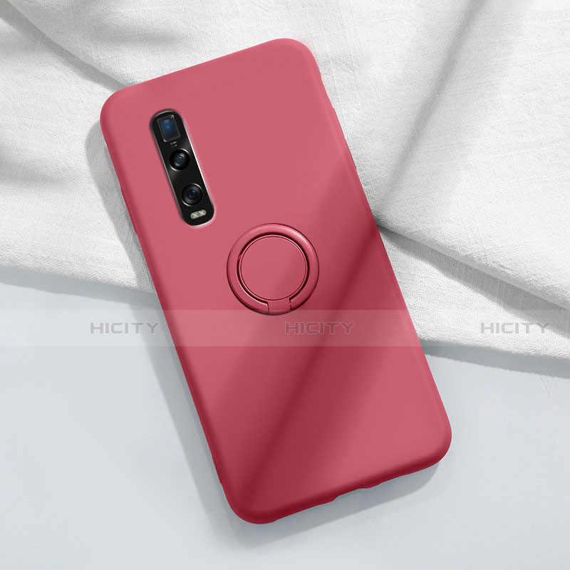 Coque Ultra Fine Silicone Souple Housse Etui avec Support Bague Anneau Aimante Magnetique T04 pour Oppo Find X2 Pro Plus