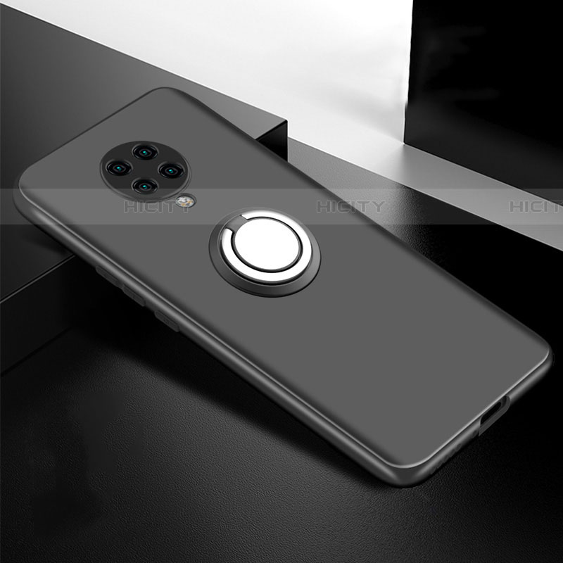 Coque Ultra Fine Silicone Souple Housse Etui avec Support Bague Anneau Aimante Magnetique T04 pour Xiaomi Poco F2 Pro Noir Plus