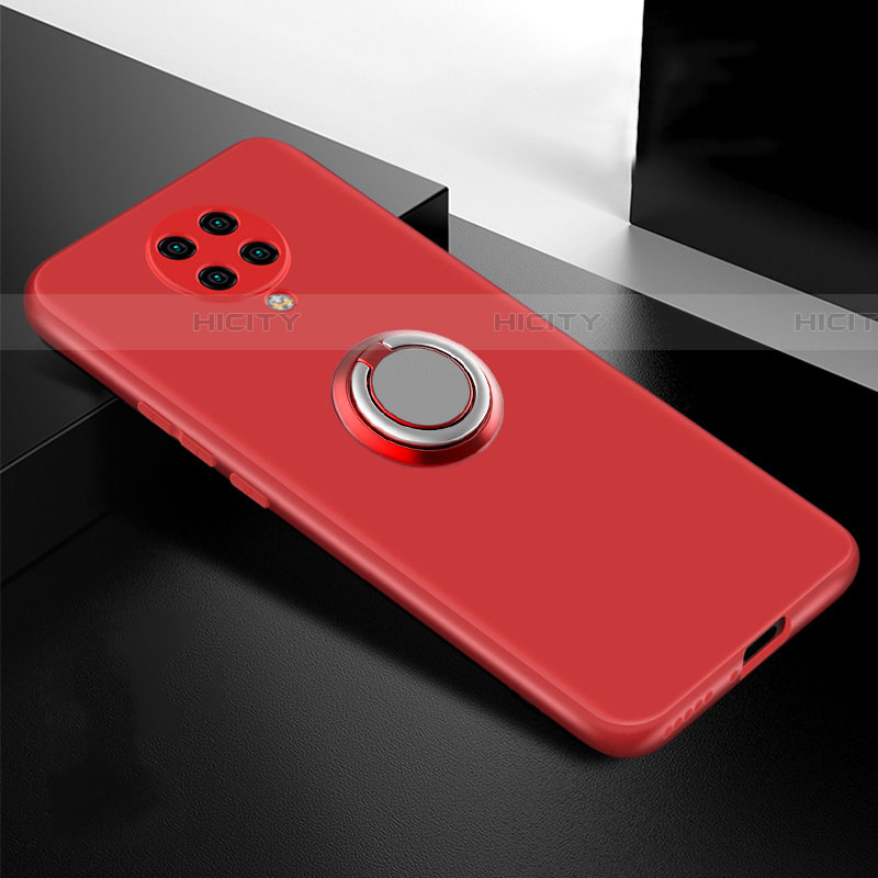 Coque Ultra Fine Silicone Souple Housse Etui avec Support Bague Anneau Aimante Magnetique T04 pour Xiaomi Redmi K30 Pro 5G Rouge Plus