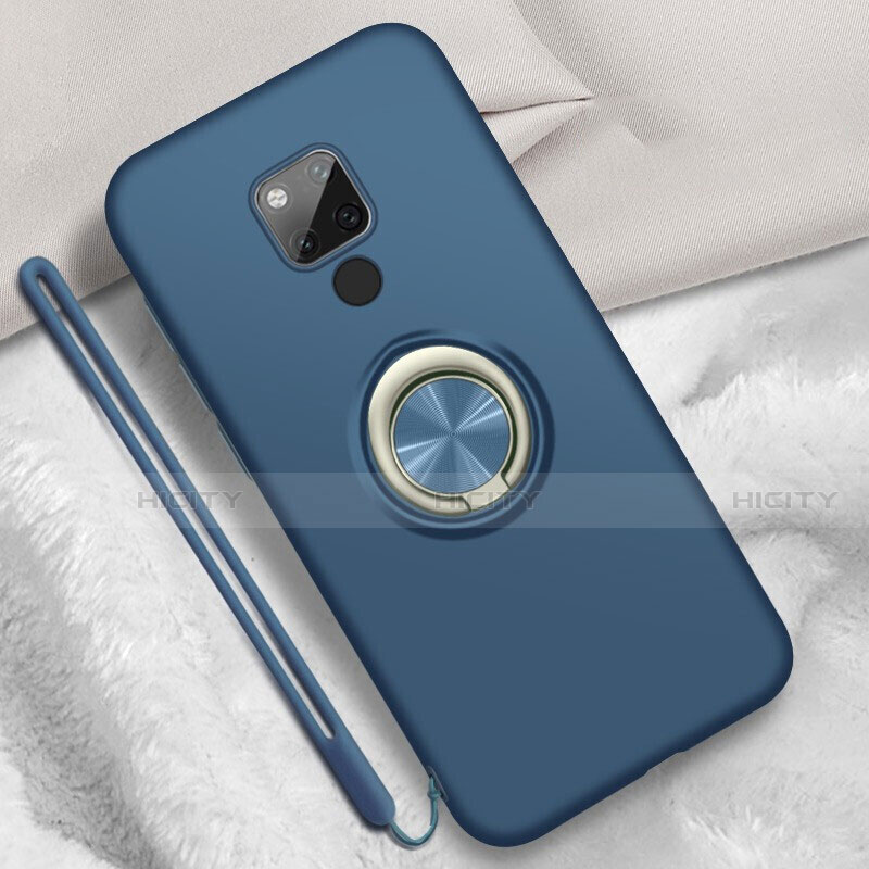 Coque Ultra Fine Silicone Souple Housse Etui avec Support Bague Anneau Aimante Magnetique T05 pour Huawei Mate 20 X 5G Bleu Plus