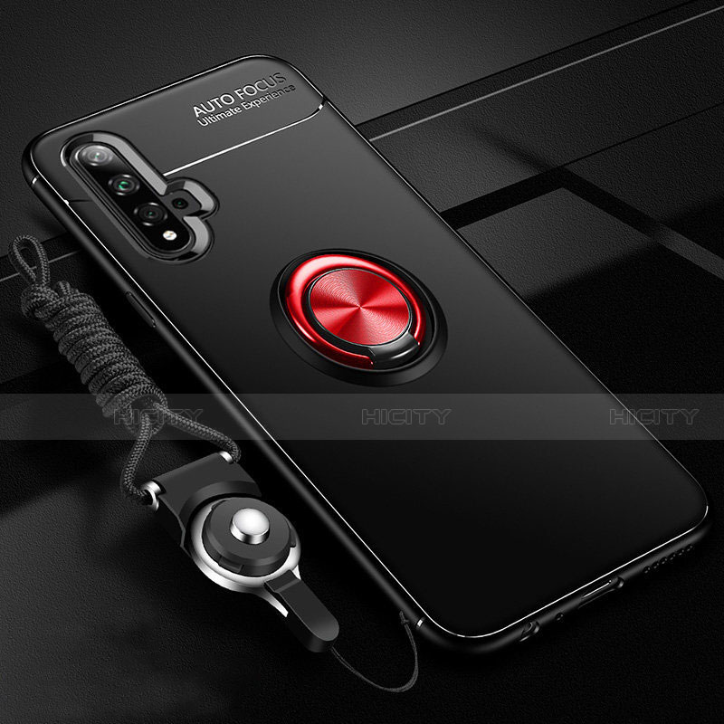 Coque Ultra Fine Silicone Souple Housse Etui avec Support Bague Anneau Aimante Magnetique T05 pour Huawei Nova 5 Pro Rouge et Noir Plus