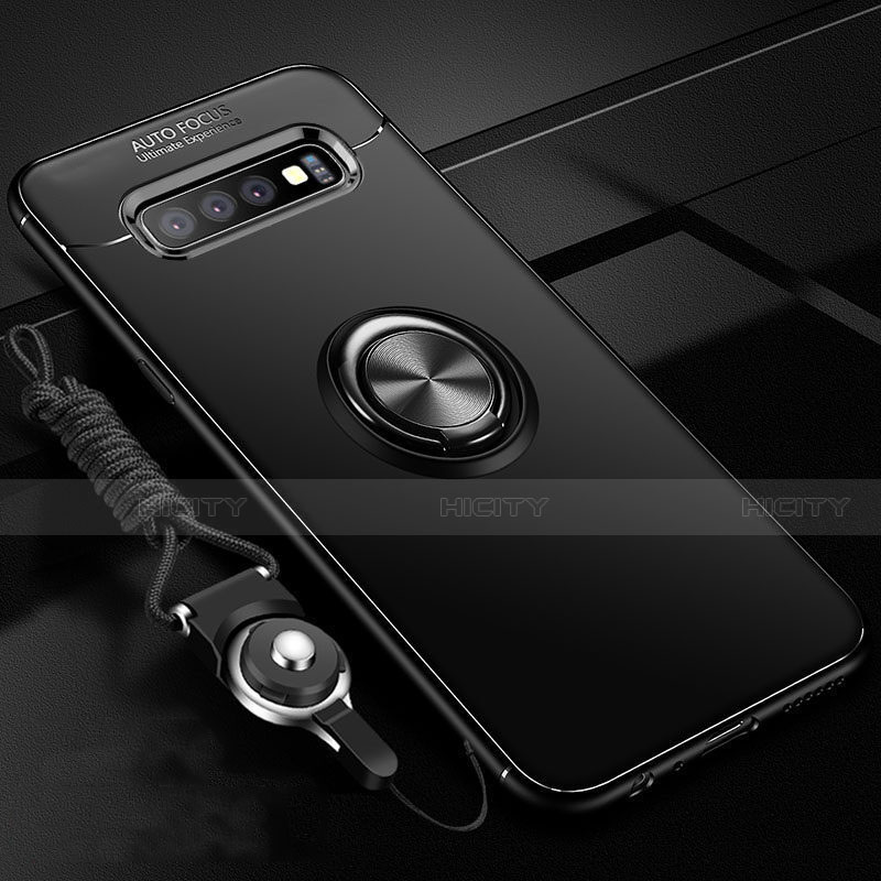 Coque Ultra Fine Silicone Souple Housse Etui avec Support Bague Anneau Aimante Magnetique T05 pour Samsung Galaxy S10 Plus Noir Plus