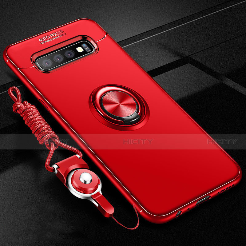 Coque Ultra Fine Silicone Souple Housse Etui avec Support Bague Anneau Aimante Magnetique T05 pour Samsung Galaxy S10 Plus Rouge Plus