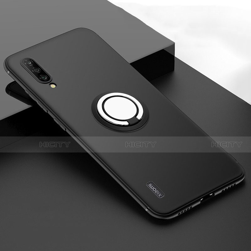 Coque Ultra Fine Silicone Souple Housse Etui avec Support Bague Anneau Aimante Magnetique T05 pour Xiaomi Mi A3 Noir Plus