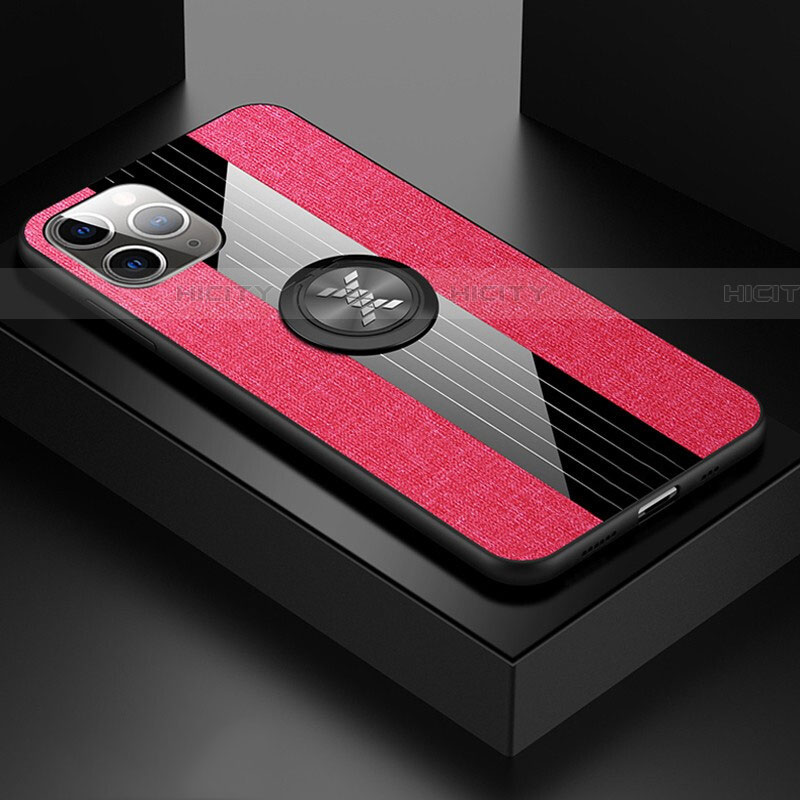 Coque Ultra Fine Silicone Souple Housse Etui avec Support Bague Anneau Aimante Magnetique T06 pour Apple iPhone 11 Pro Max Rouge Plus