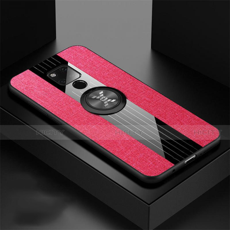 Coque Ultra Fine Silicone Souple Housse Etui avec Support Bague Anneau Aimante Magnetique T06 pour Huawei Mate 20 X 5G Rose Rouge Plus