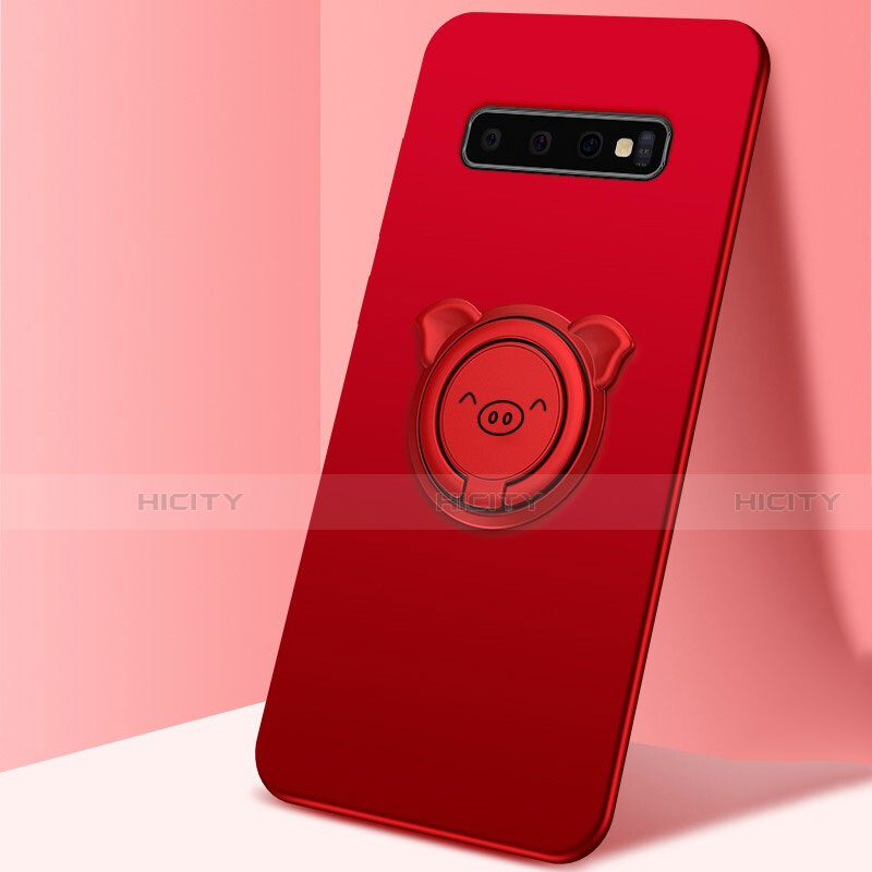 Coque Ultra Fine Silicone Souple Housse Etui avec Support Bague Anneau Aimante Magnetique T06 pour Samsung Galaxy S10 5G Plus