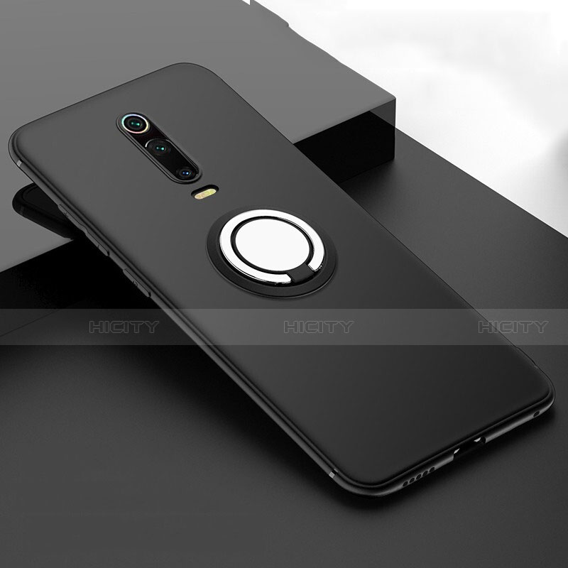 Coque Ultra Fine Silicone Souple Housse Etui avec Support Bague Anneau Aimante Magnetique T06 pour Xiaomi Mi 9T Noir Plus