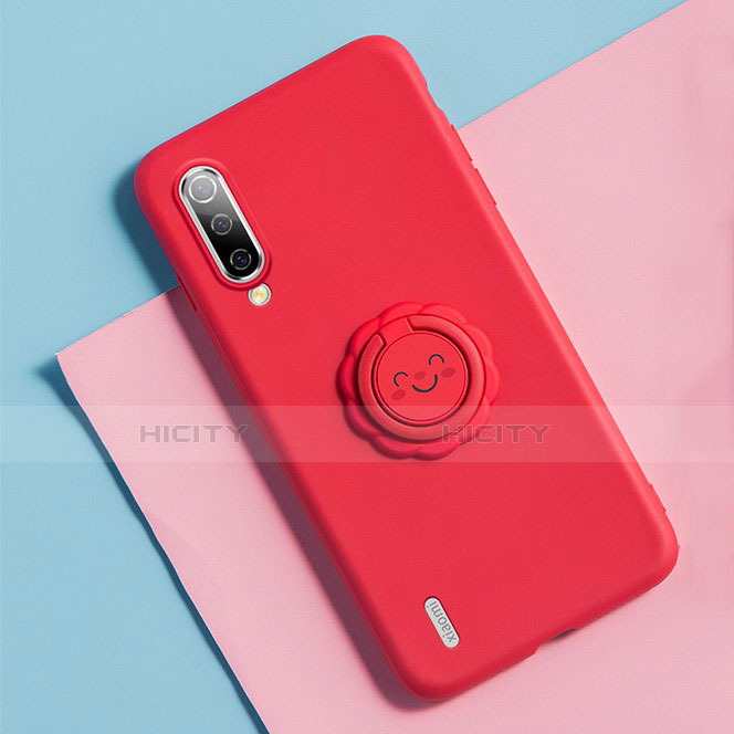 Coque Ultra Fine Silicone Souple Housse Etui avec Support Bague Anneau Aimante Magnetique T06 pour Xiaomi Mi A3 Rouge Plus