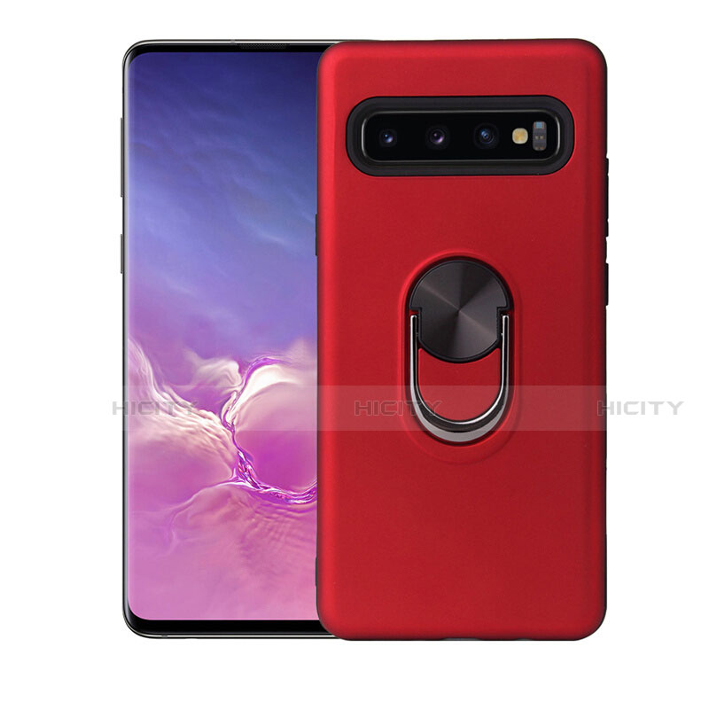 Coque Ultra Fine Silicone Souple Housse Etui avec Support Bague Anneau Aimante Magnetique T07 pour Samsung Galaxy S10 5G Rouge Plus