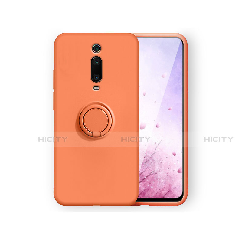 Coque Ultra Fine Silicone Souple Housse Etui avec Support Bague Anneau Aimante Magnetique T07 pour Xiaomi Mi 9T Orange Plus