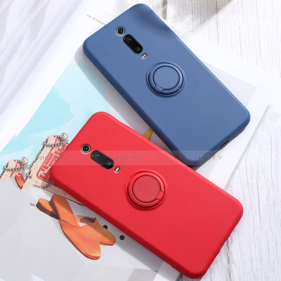 Coque Ultra Fine Silicone Souple Housse Etui avec Support Bague Anneau Aimante Magnetique T07 pour Xiaomi Mi 9T Plus